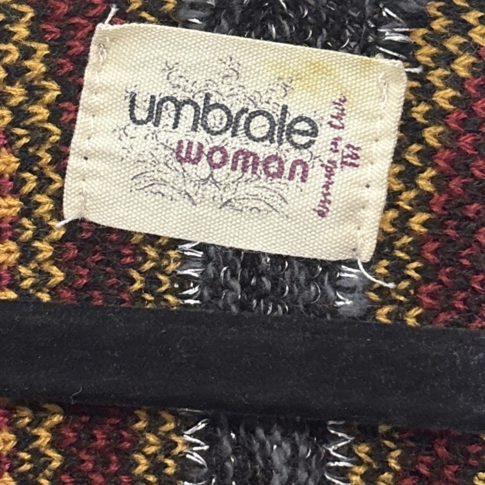 Umbrale Woman Tribal Geometric Knit Poncho Open‎ Front Wrap  Gray Chile Red - Picture 6 of 8